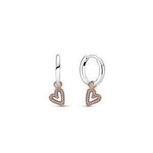 Pandora Sparkling Freehand Heart Hoop Earrings